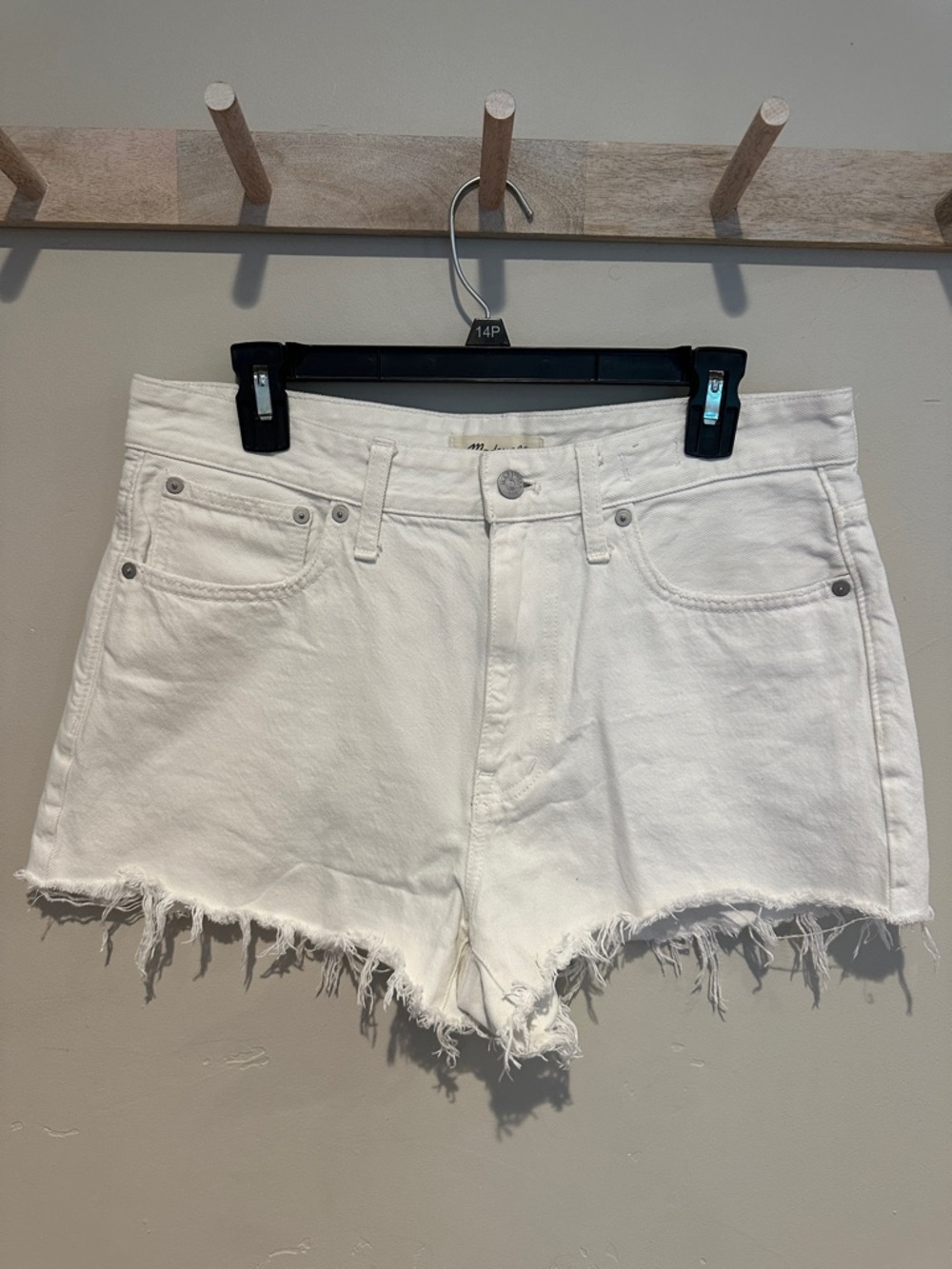 Madewell White Frayed Hem Denim Cutoff Shorts